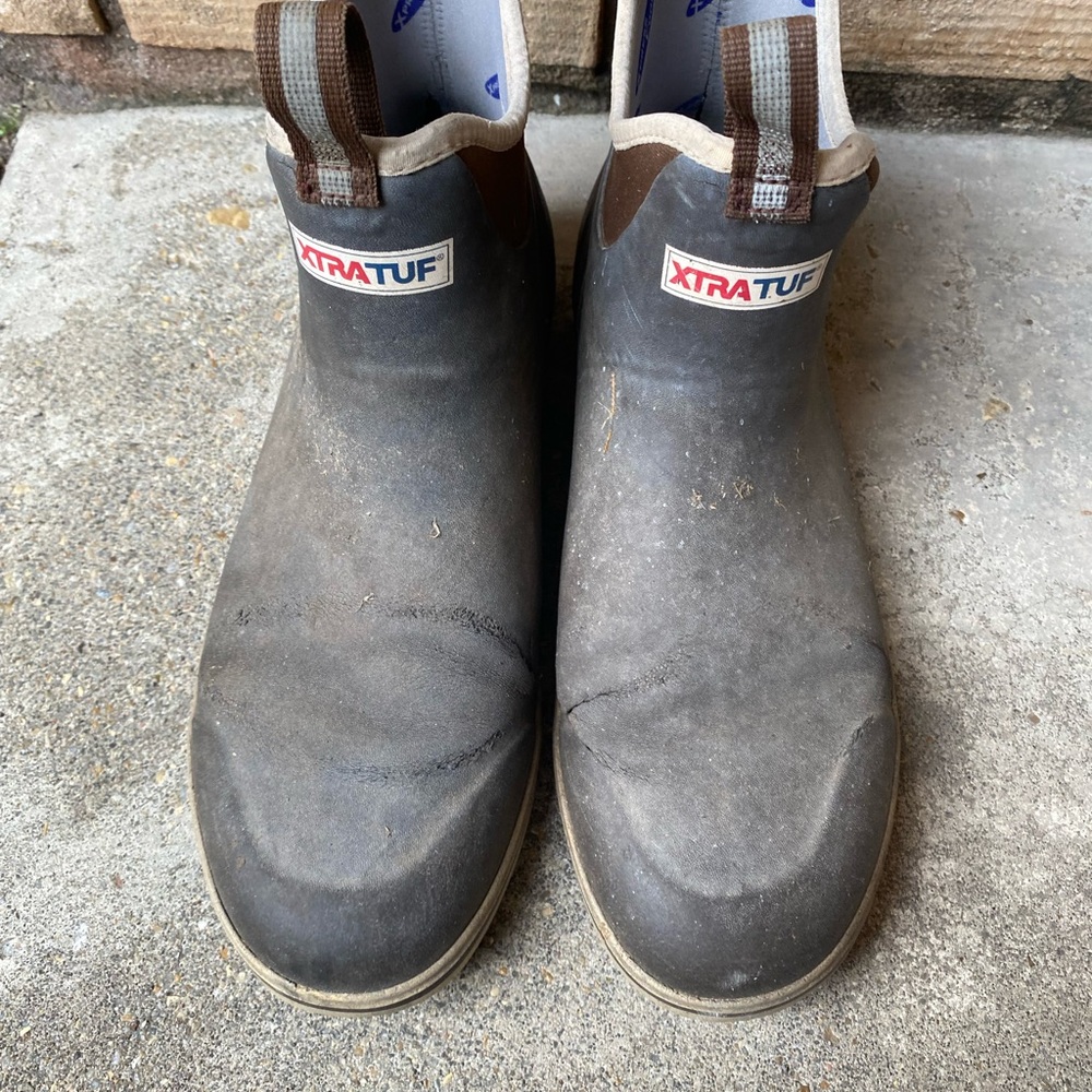 XTRATUF MEN'S 6" ANKLE DECK Brown BOOTS - ROUND TOE Size US 12 - Picture 2 of 8